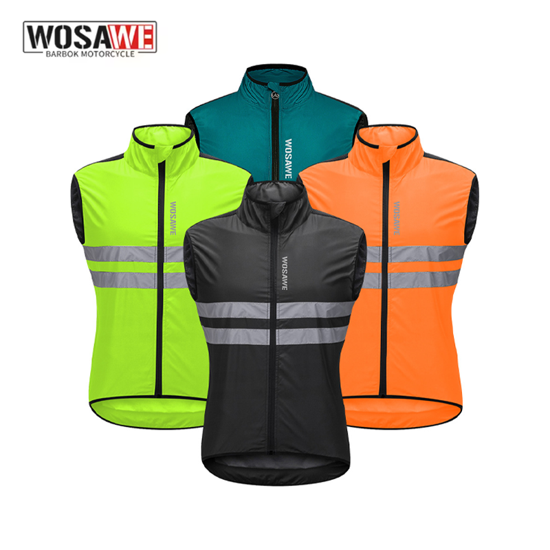 Reflective Vest Cycling - WOSAWE 남성용 사이클링 윈드브레이커 조끼 경량