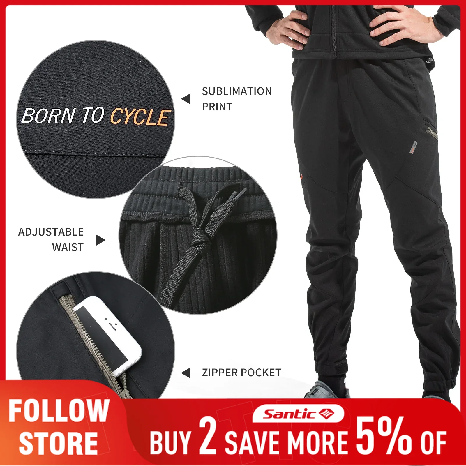 Cycling Commute Pants - Santic 캐주얼 사이클링 바지 남성용 겨울