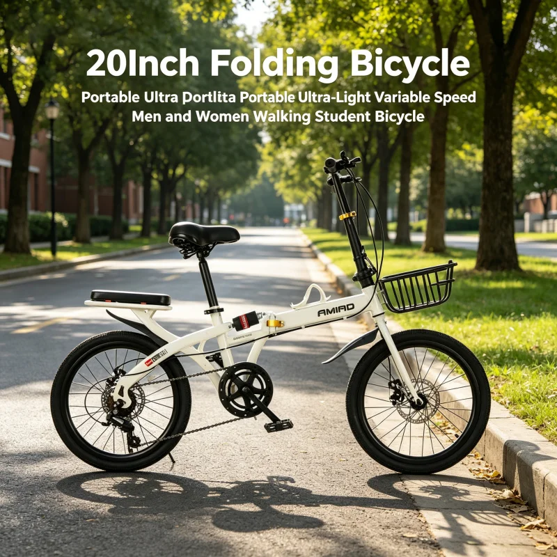 20인치 초경량 접이식 자전거 7단 변속 휴대용 통근  - Commuting With Bike 리뷰 및 가격